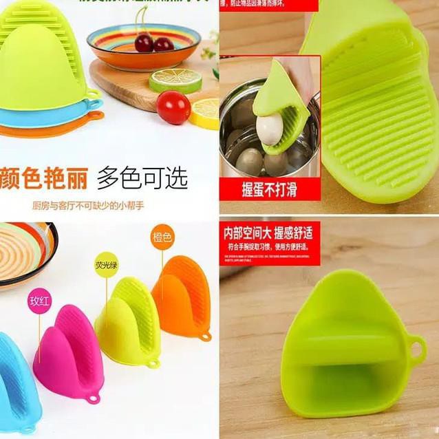 [KPP01] Silicone Over Mit Klip Sarung Tangan Panci Sarung Tangan Silikon Anti Panas Cempal - Random