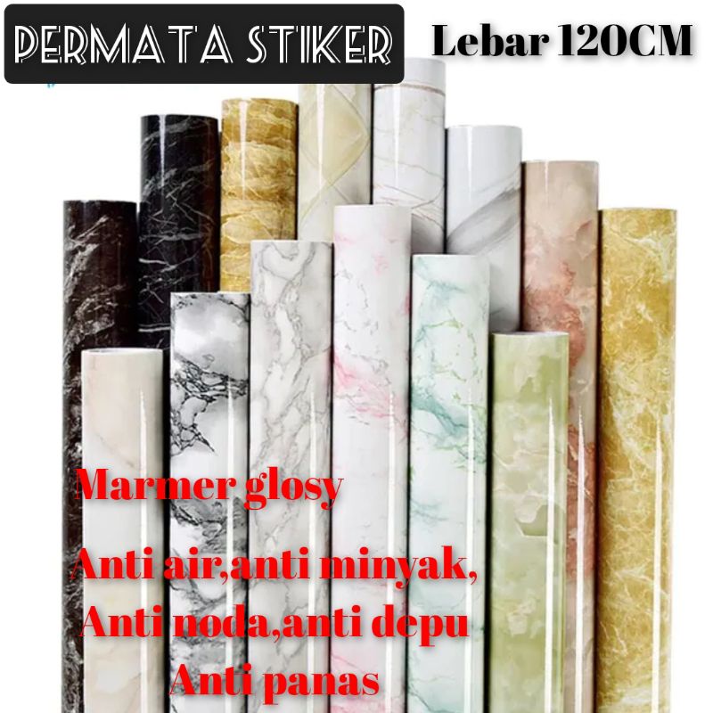 wallpaper dinding,stiker marmer glosy anti air anti panas stiker motif marmer stiker dapur