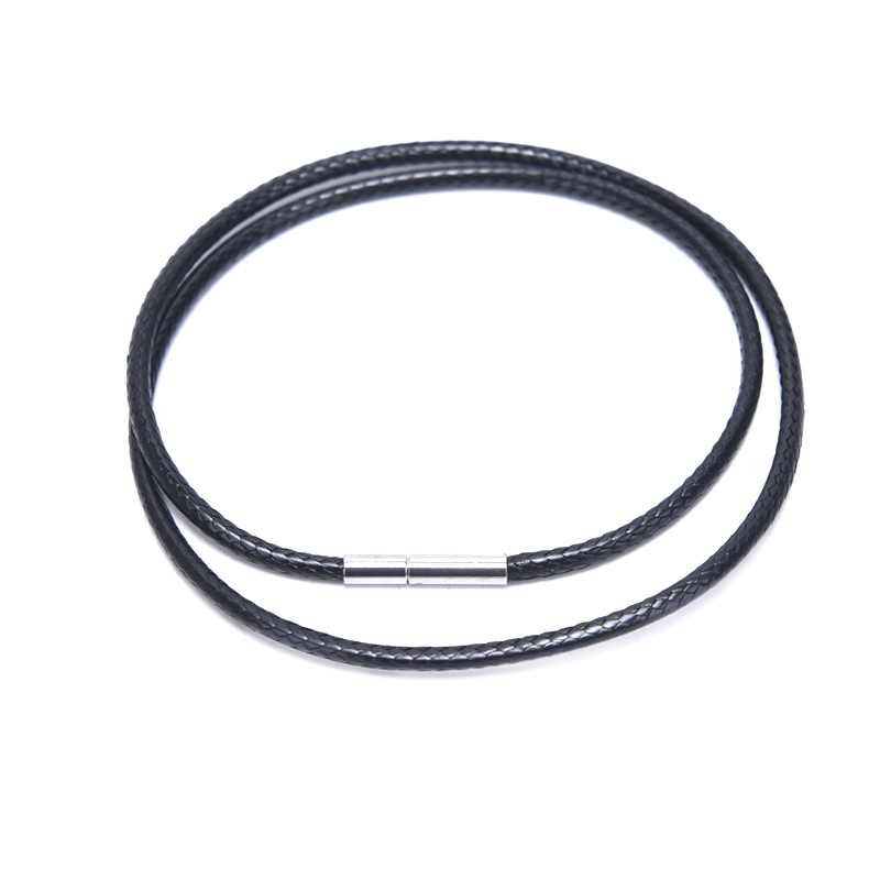 Kalung Choker Bahan Kulit Wax Dengan Gesper Stainless Steel Warna Hitam