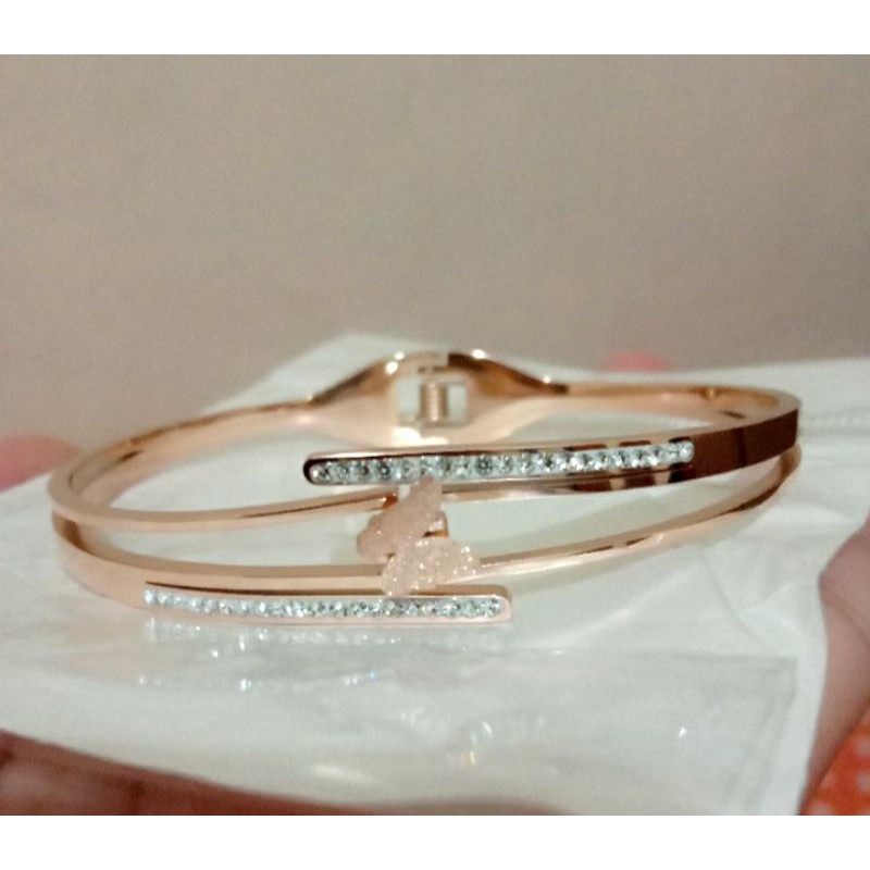 gelang titanium wanita klasik stainlees stell