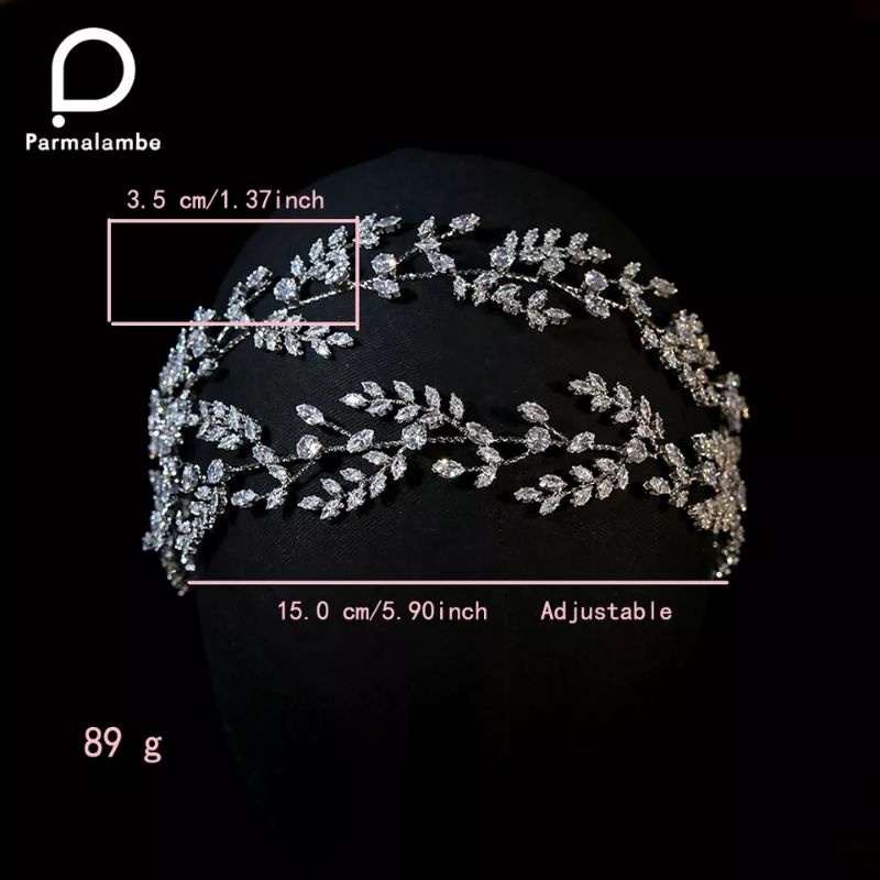 Premium zirconia leaves headband wedding hairpiece