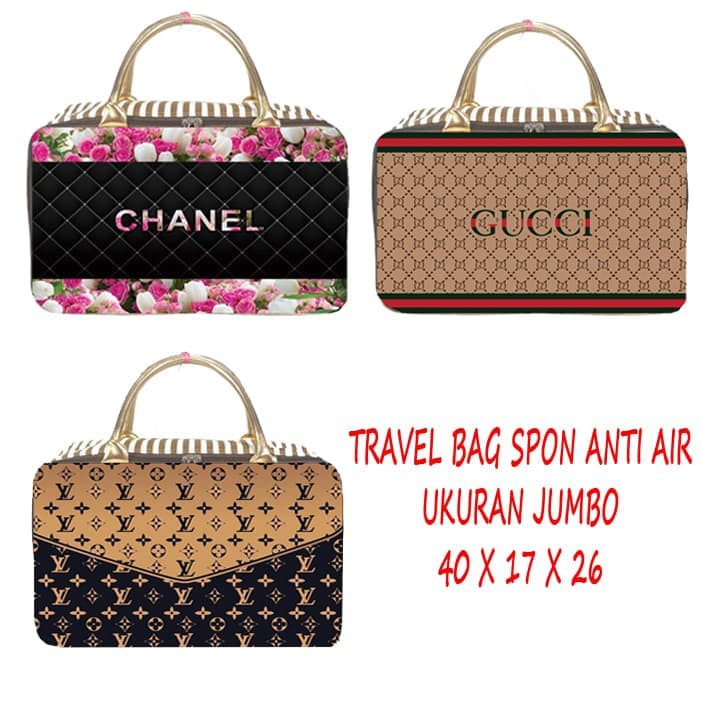 TAS ANAK IMPORT PREMIUM TRAVEL BAG KOPER SPON ANTI AIR GUCCI CHANNEL LV JUMBO 40 X 17 X 26 KOPERS