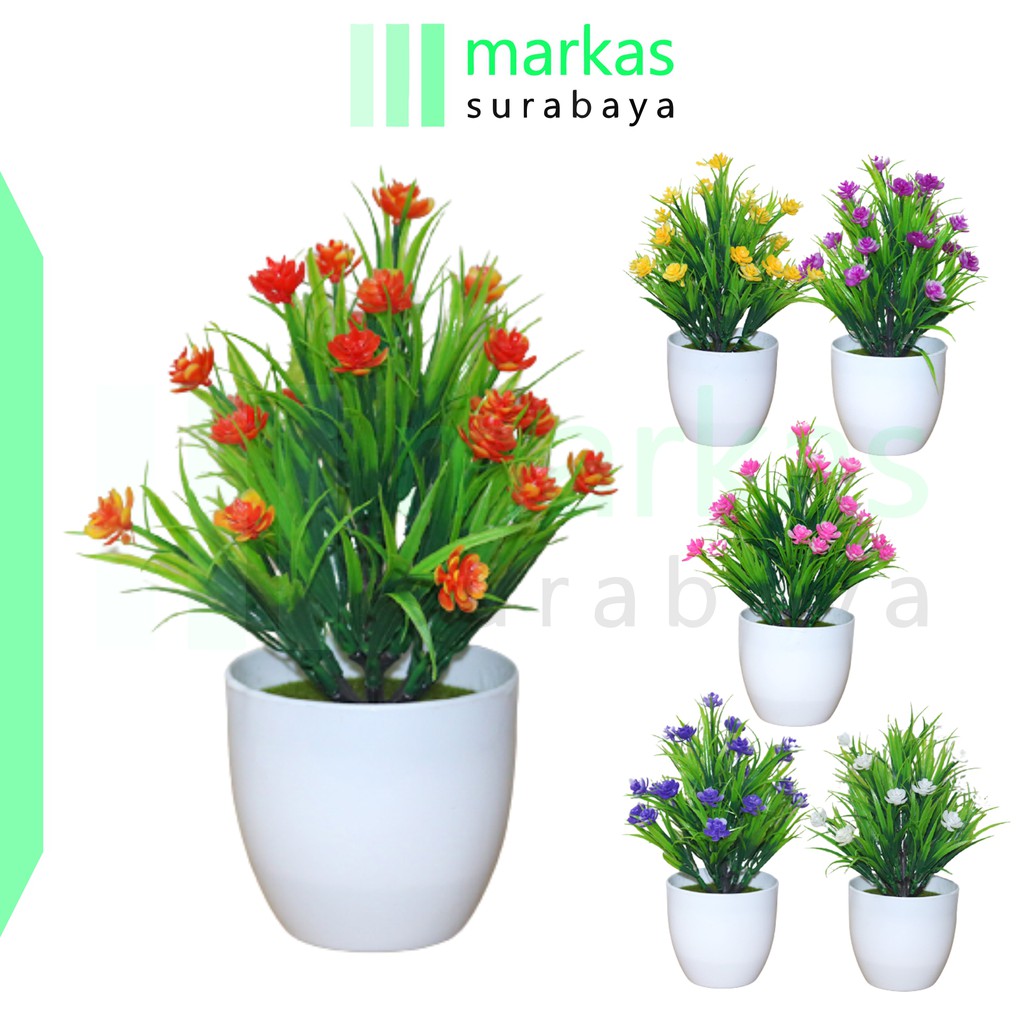 MARKAS PT39 Pot Tanaman Hias Bunga Hias Plastik Ornamen Pot Bongsai Artificial Flower Decoration