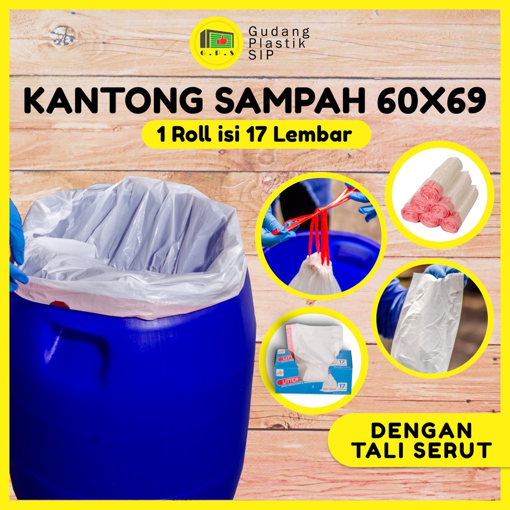 Litter Trash Bag Dengan Tali Serut Uk. 60 x 69