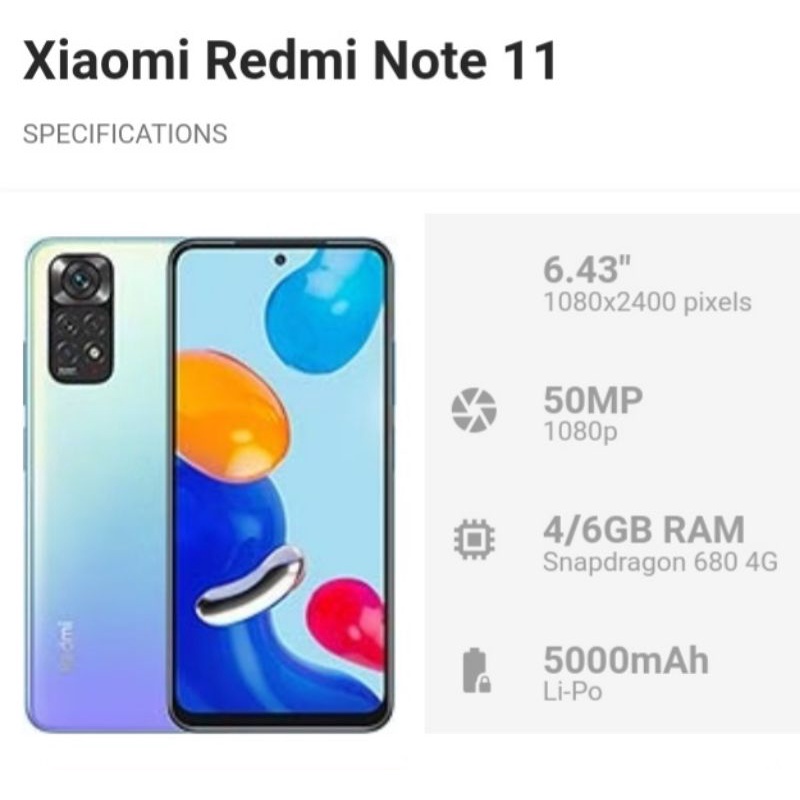 Xiaomi Redmi Note 11 ram 4GB rom 128GB Baru Garansi Resmi