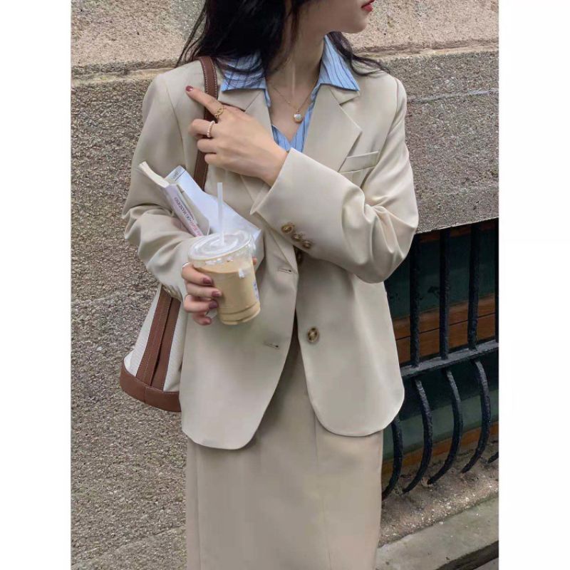 BLAZER KOREA NUDE BLACK BROWN GRAY OFF WHITE BLAZER OFF WHITE KOREAN BLAZER