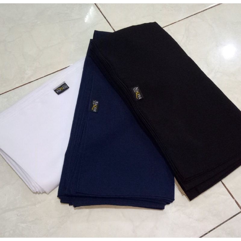 NaQiya Jilbab segi empat wolfis - hitam, navy, putih