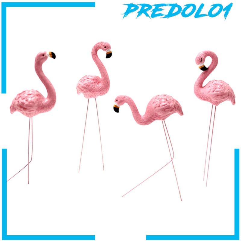 (Predolo1) 4pcs Patung Burung Flamingo Kreatif Untuk Dekorasi Kebun / Teras