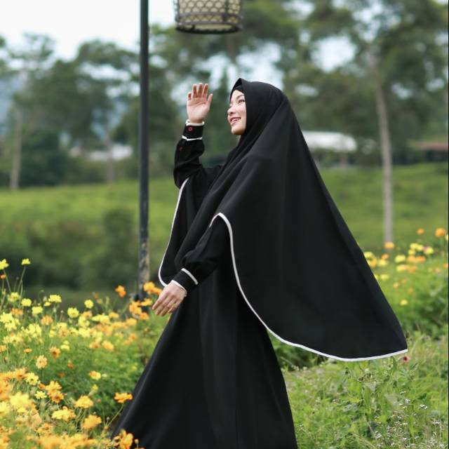 AULIA FASHION /GAMIS AULIA /SET AZEEZA BLACK /ORI /SYAR'I