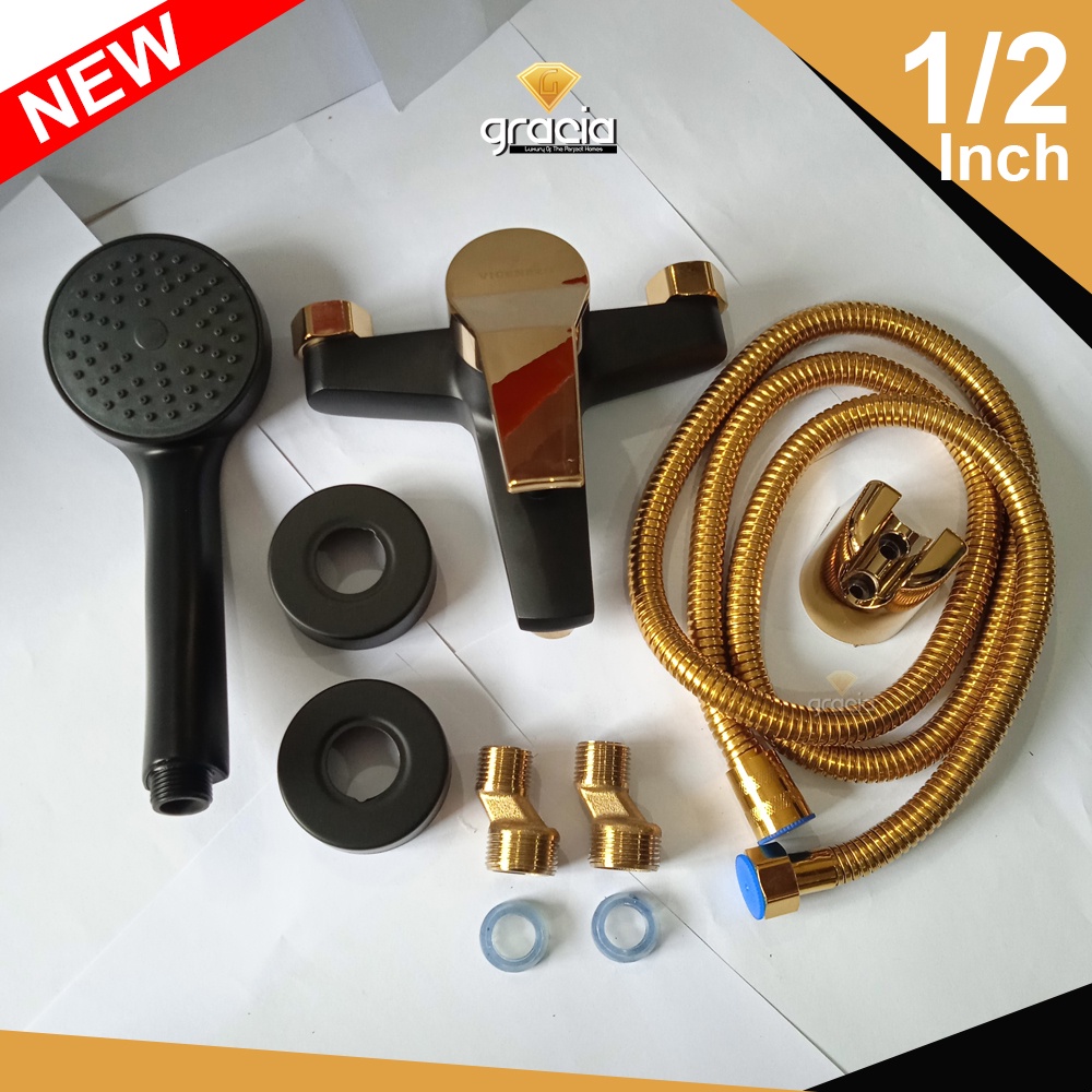 Kran Shower Panas dingin / Kran Bathub Black Gold Stainless Kran Shower Hot &amp; Cool / Keran Shower Bathub / Keran Air