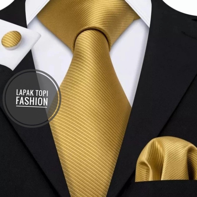 DISKON COD dasi pria import gold garis salur