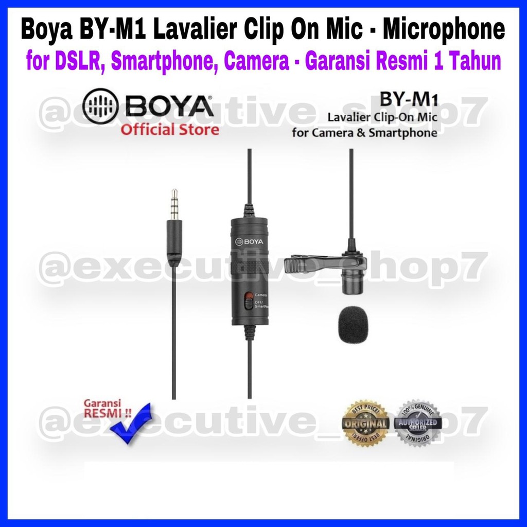 Boya BY-M1 Lavalier Clip On Mic - Microphone for DSLR, Smarphone, Camera, PC