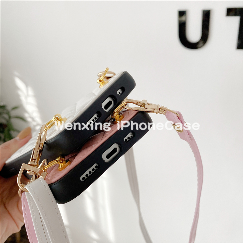 Hard Case Bahan Kulit Domba Untuk Iphone 13 12 11 Pro X Xs Max Xr Anti-lost Protective Cover