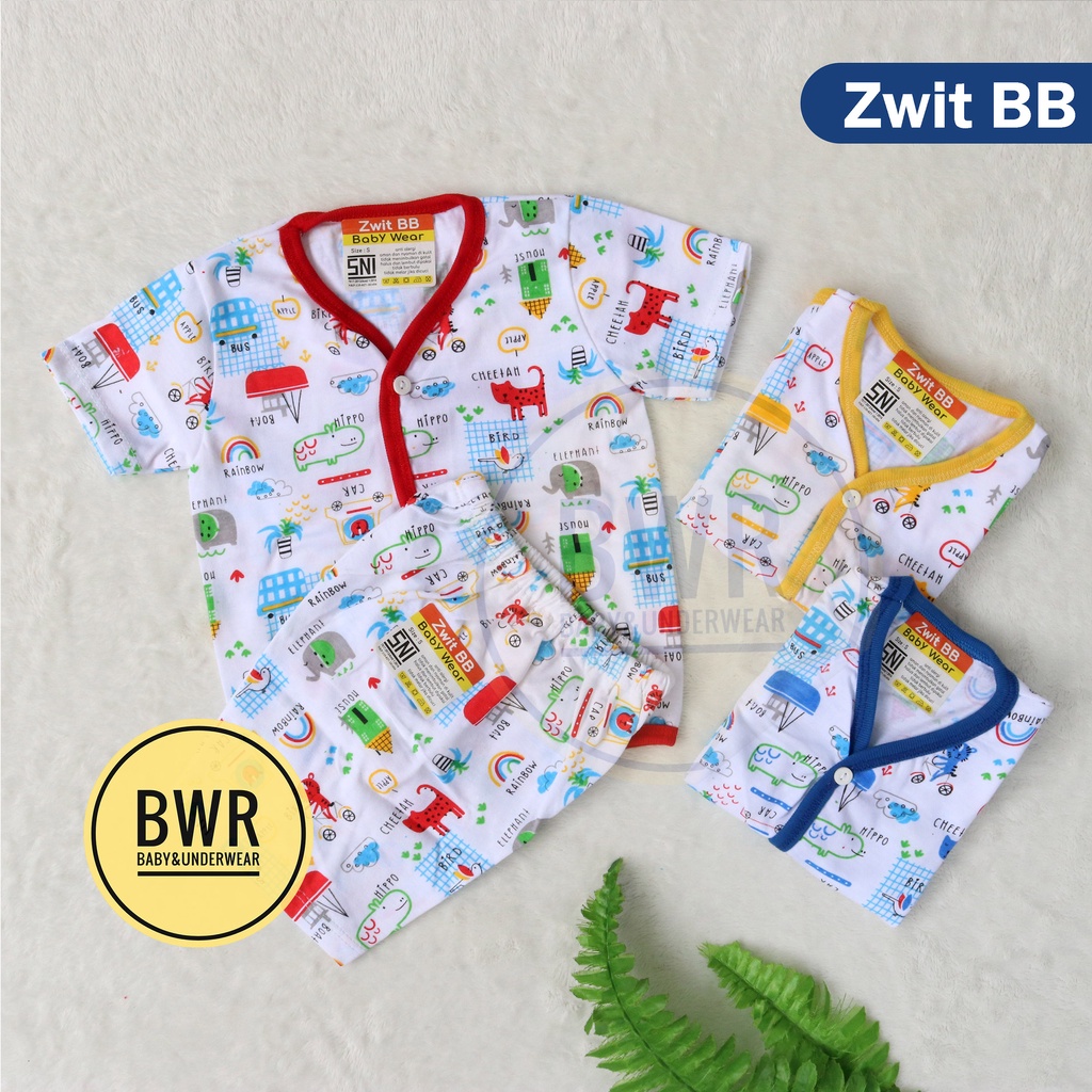 Setelan Zwit BB KANCING PENDEK MOTIF Random / Setelan Anak Bayi Unisex Kaos Celana Pendek | Bwr | MOTIF