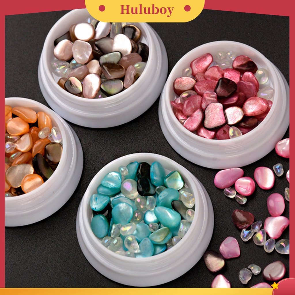 Huluboy Huluboy♡ 1 Kotak Stiker Kuku Efek Batu Kerang 3D Warna-Warni Gaya Jepang Untuk Salon