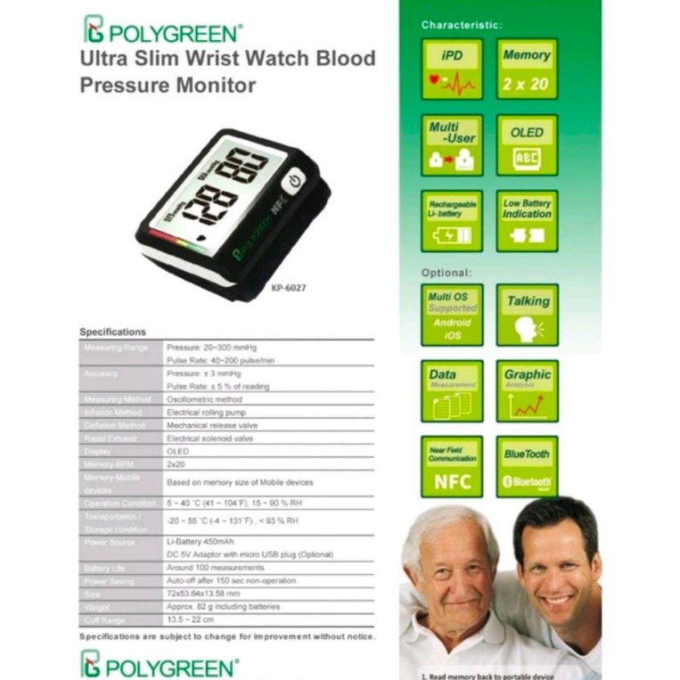 Tensi Digital Dengan Fitur NFC Polygreen KP 6027 / Tensimeter Original Polygreen KP6027