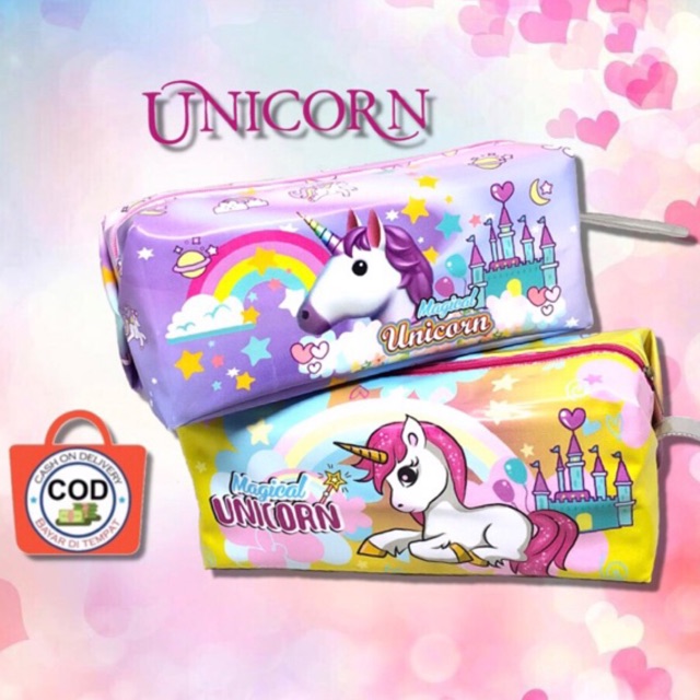 Tempat Kosmetik pensil segi 4 lipat Unicorn Shopee Indonesia