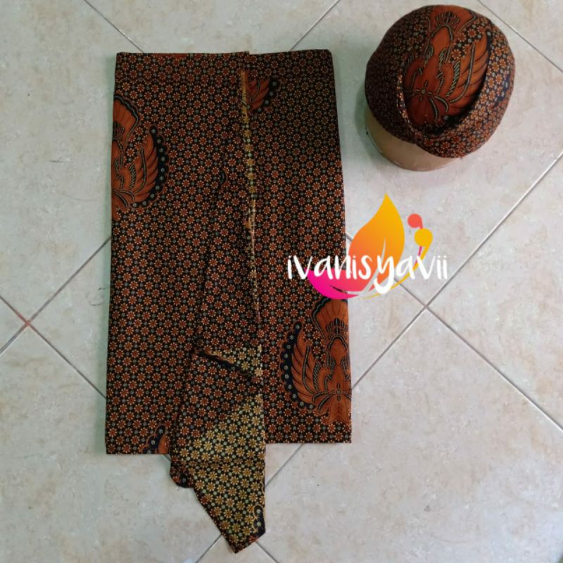 Set Jarik Instan Bapak Ibu + Blangkon (ModeL Jawa/ Sunda), Motif Truntum Garuda