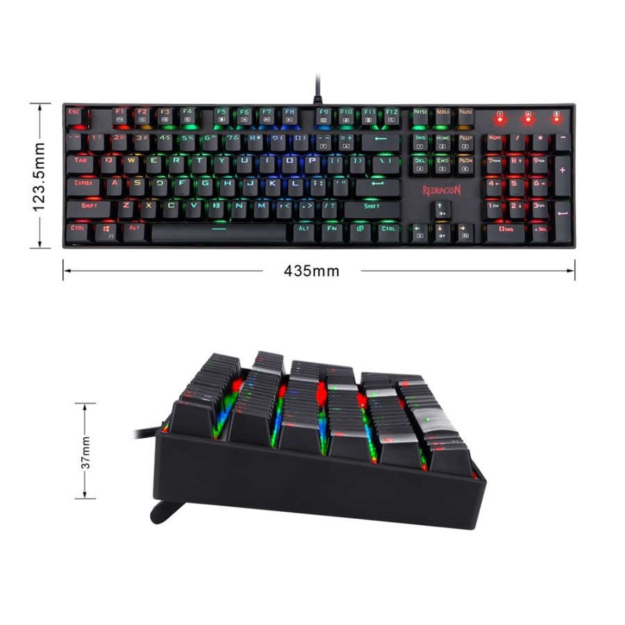 Keyboard Gaming Mechanical Redragon Wired RGB Mitra K551RGB-1