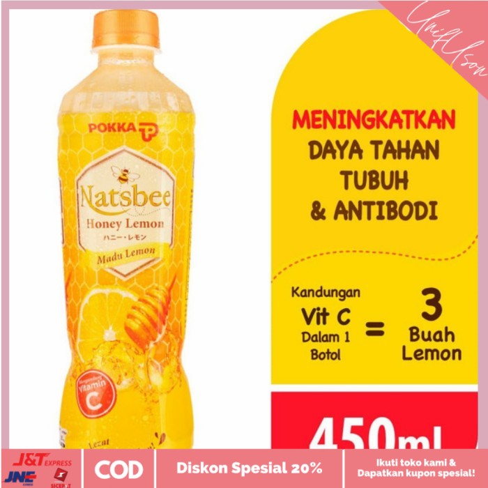 

⭐COD⭐ Pokka Natsbee Honey Lemon @450ml x 24 Botol (1Dus) Sameday dan Instan