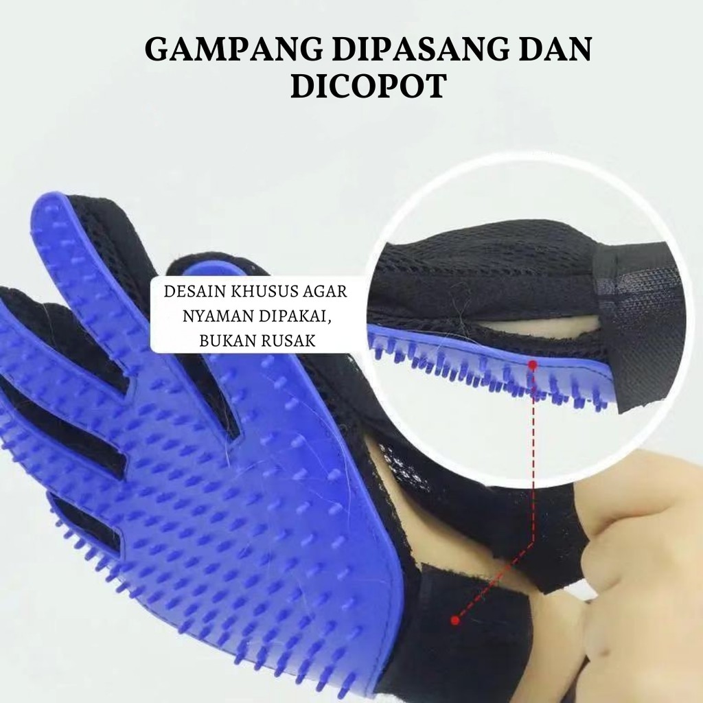 Sarung Tangan Sisir Bulu / Sikat Mandi Pemijat Perapi Anjing Kucing/ Pet Glove Brush Grooming