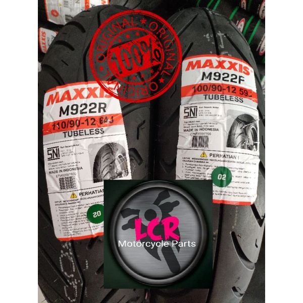 [ASLI 100%] Paket Ban Tubles Matic 100/90 + 110/90-12 Maxxis 1Set Ring 12 Tubeless Honda Scoopy Fi M