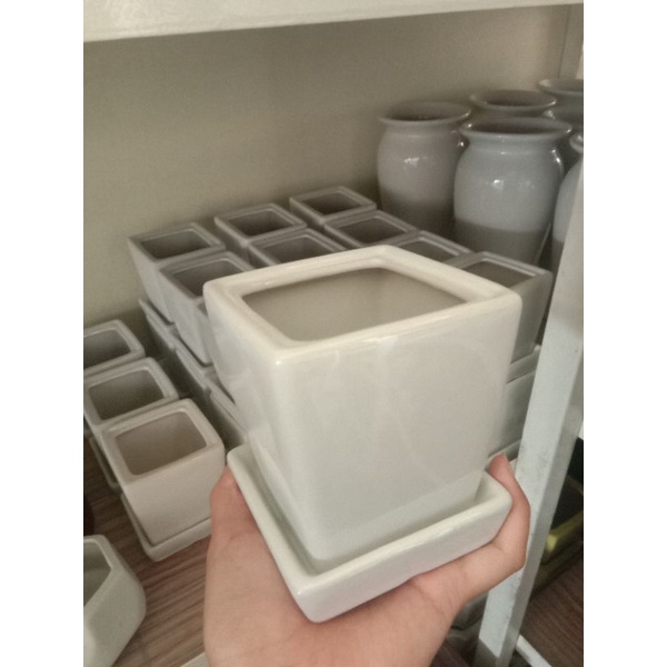 Pot Keramik Kaktus / Pot Keramik Kotak + Tatakan / Pot Bonsai