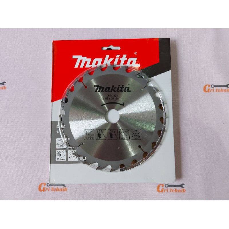 D-50522  MATA POTONG KAYU MAKITA ASLI  185 MM X 24T / CIRCULAR SAW BLADE MAKITA 7" X 24T P-50522