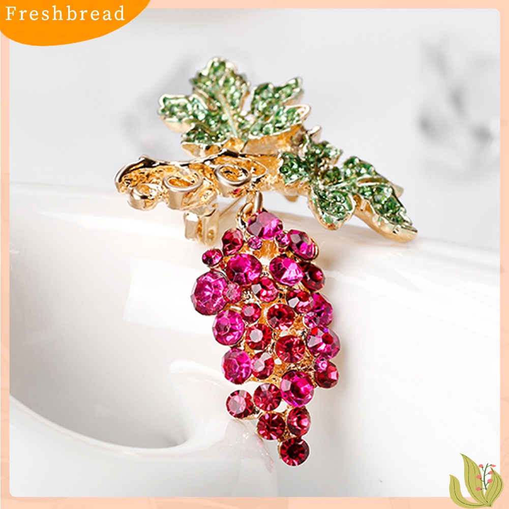 [ TERLARIS]Women Fashion Multicolor Rhinestone Grape Fruit Brooch Pin Evening Party Jewelry