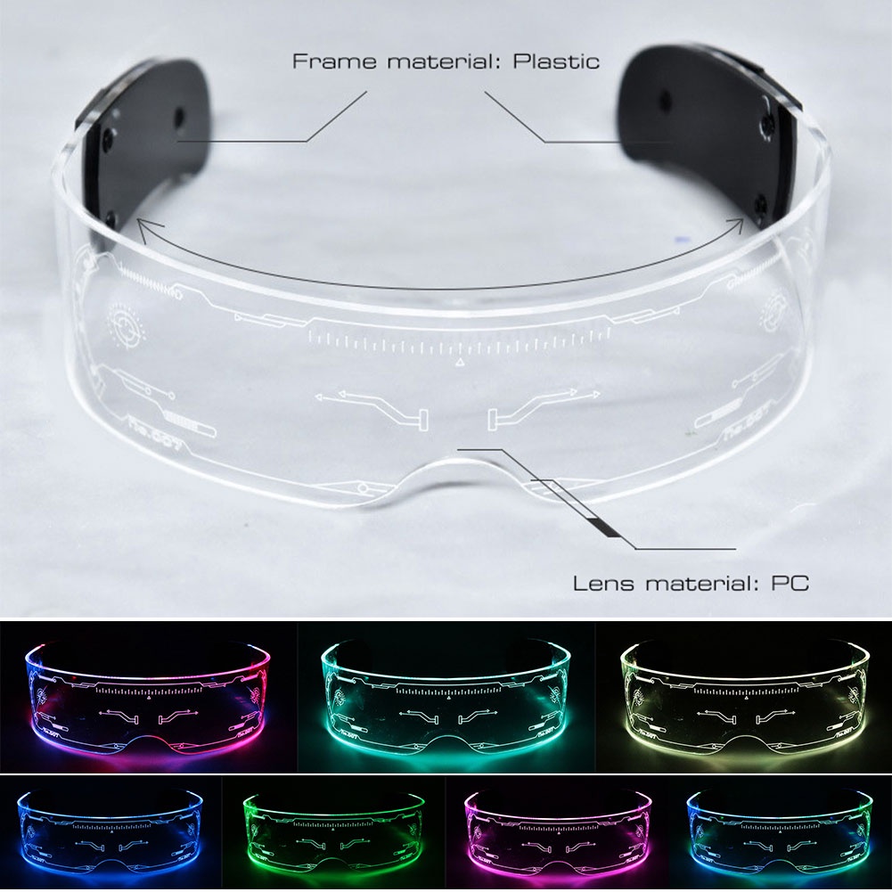 【TK】LED Luminous Sunglasses Vintage Punk Goggles Men Women Fashion Party Christmas Colorful Light Up Glasses Đạo cụ bầu không khí KTV