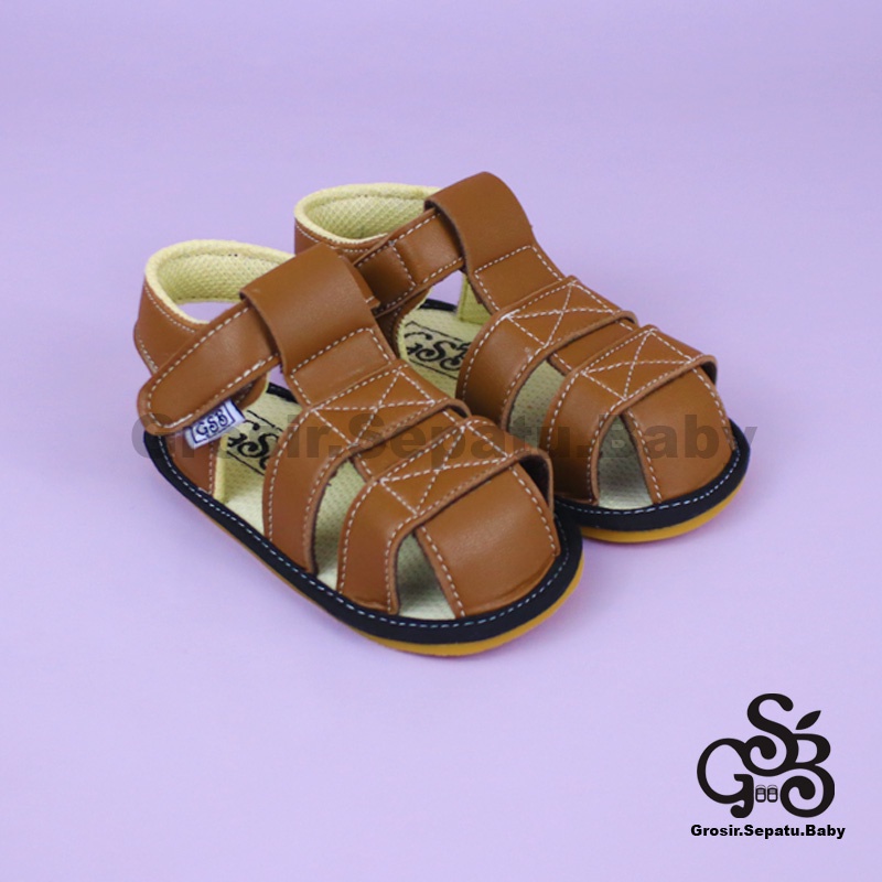 sandal bayi sepatu bayi sendal bayi laki laki perempuan prewalker bayi  umur 2 - 12 bulan model casual S04 polos COKLAT ringan fleksibel &amp; Anti Slip