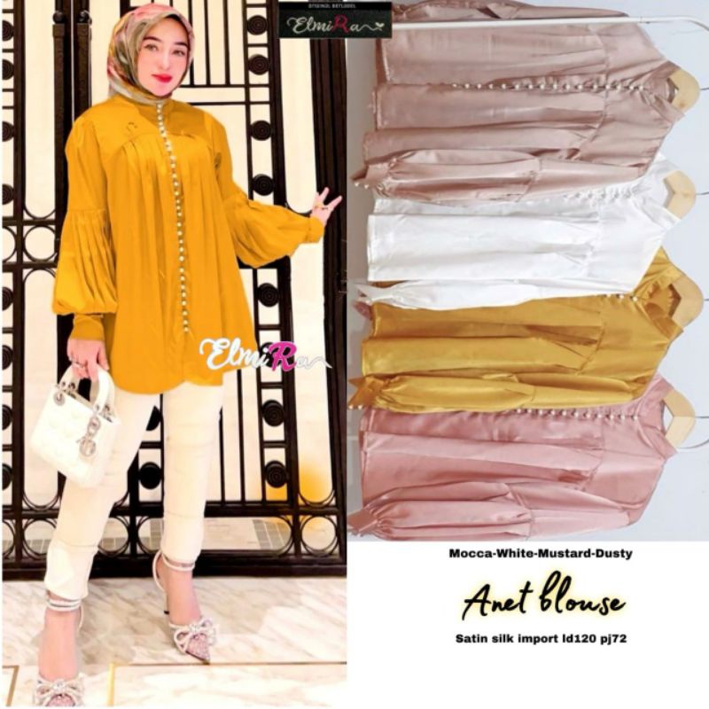 ANET BLOUSE BY ELMIRA (BLOUSE MUSLIMAH) Blouse wanita satin