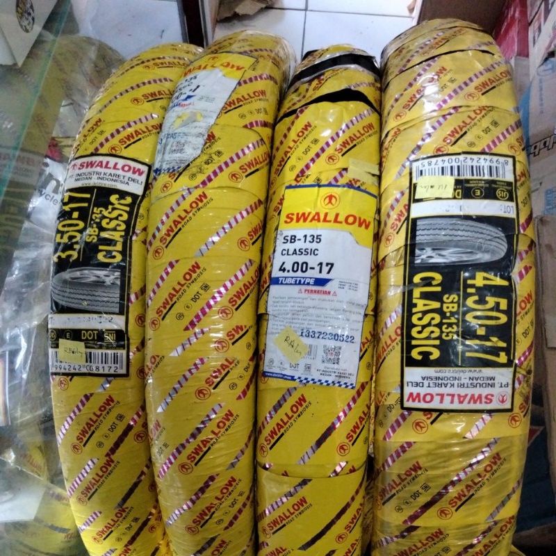 BAN SWALLOW CLASSIC SB-135 - TUBE TYPE (3.50 - 4.00 - 4.50) RING 17 MOTOR CLASIC KLASIK RETRO DEPAN 