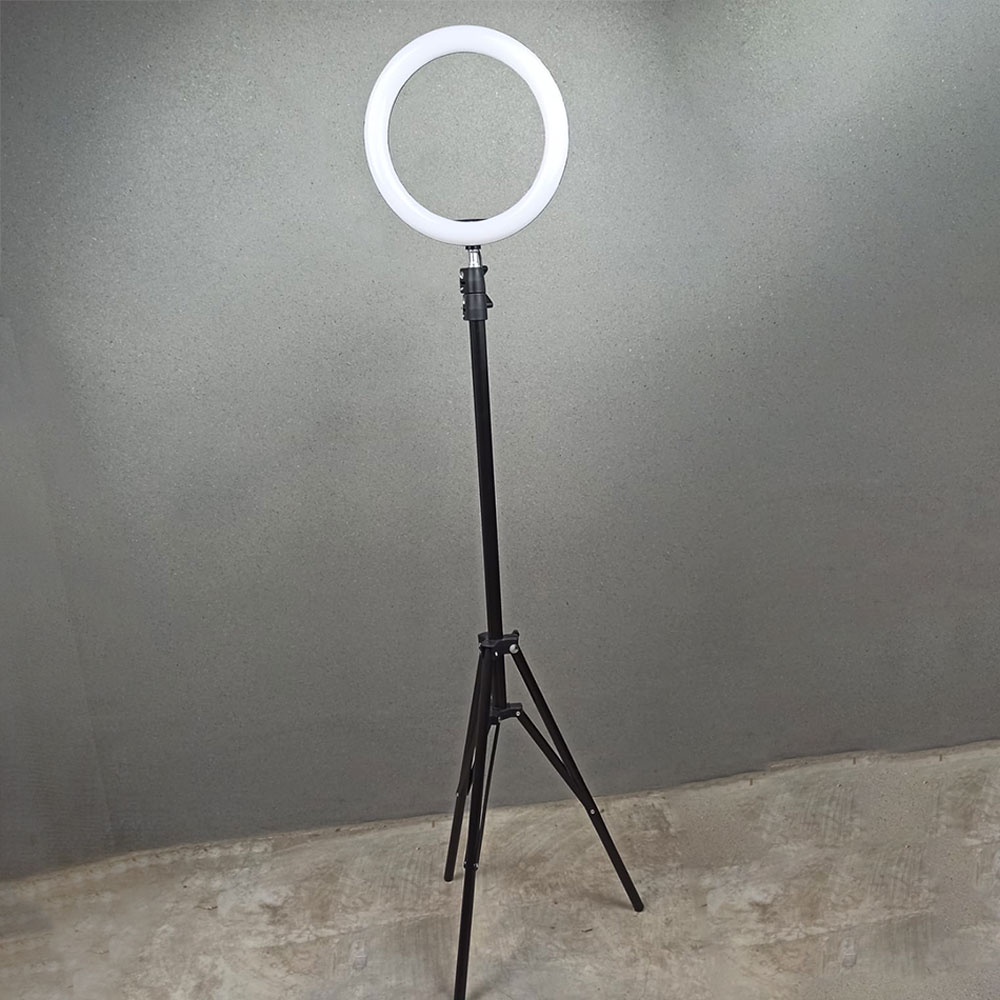 TaffSTUDIO Lampu Halo Ring Light Kamera 120 LED 24W 26cm with Smartphone Holder - RL-22 - Black