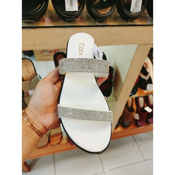 Sandal cewek calbi tqe 03 dan kae.2451/ Sandal wanita koleksi terbaru original calbi.-Putih kae