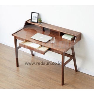 Red Sun Meja  Belajar Warna Walnut Meja  Kantor Minimalist 