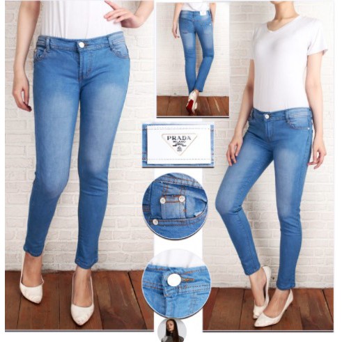 BARANG BAGUS! CELANA JEANS PANJANG WANITA SKINNY BIOBLITZ BIRU MUDA