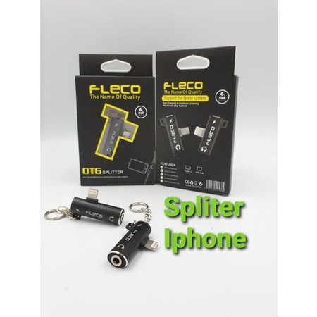 Splitter OTG FLECO Lightning 2in1 Converter Sambungan Charger Headset Jack 3.5