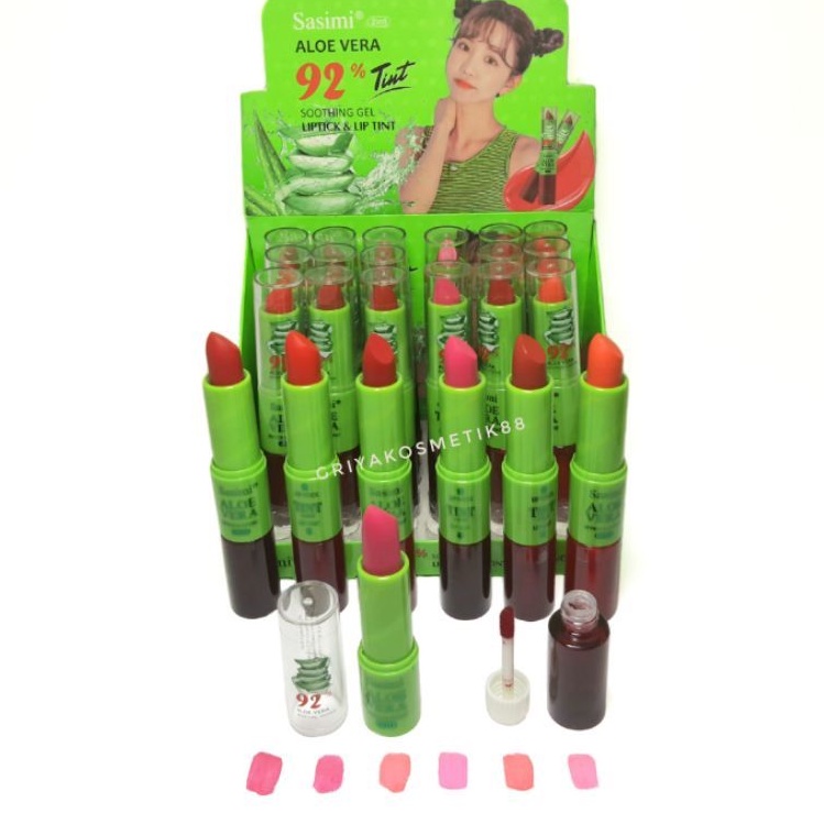 LIPSTICK &amp; LIPTINT SASIMI ALOEVERA 2IN1 HARGA 6 PCS