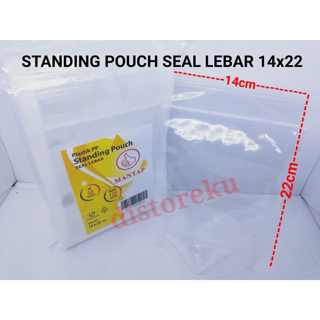 isi 50PCS PP STANDING POUCH MANTAP 14x22 SEAL LEBAR PP KLIP BENING BERDIRI