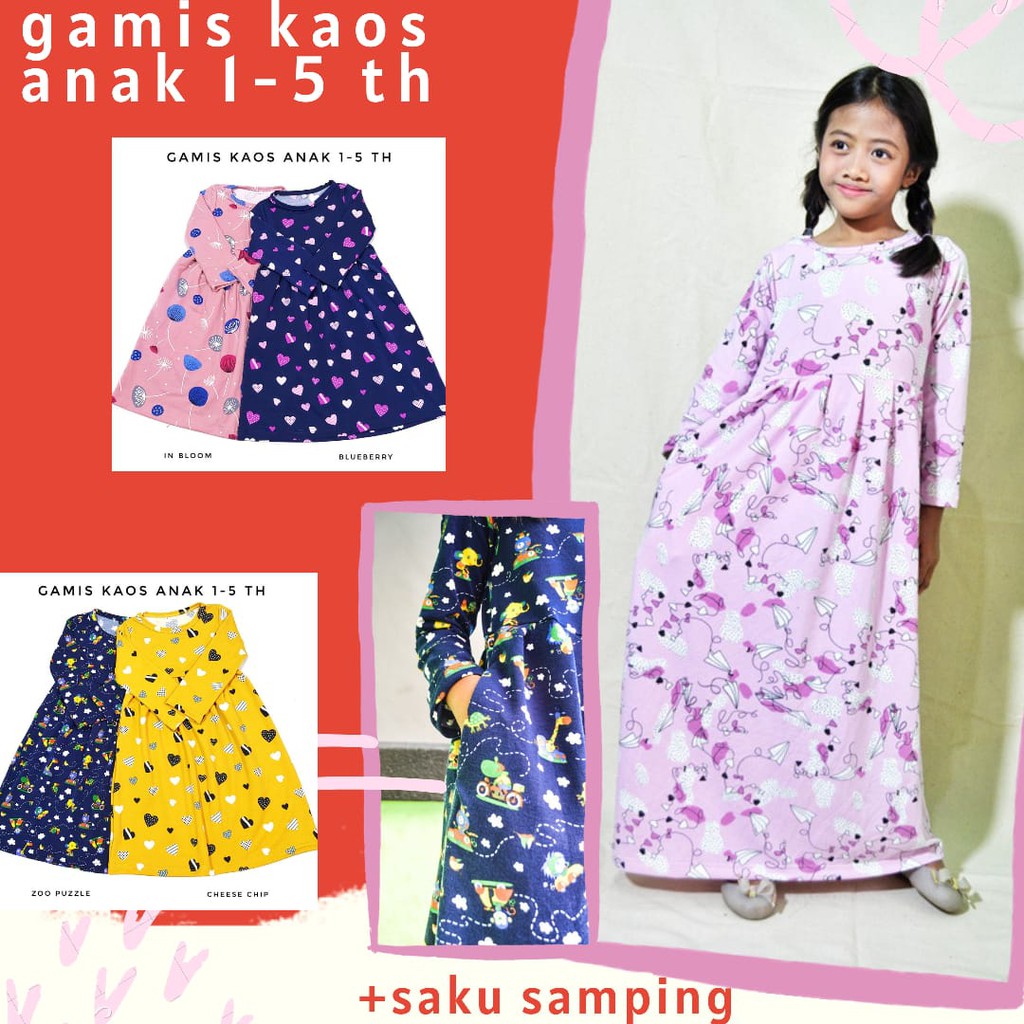 GAMIS KAOS ANAK 1-2 th bahan KAIN SEDANG-TEBAL /Longdress anak/longdress kaos anak/ gamis anak tk