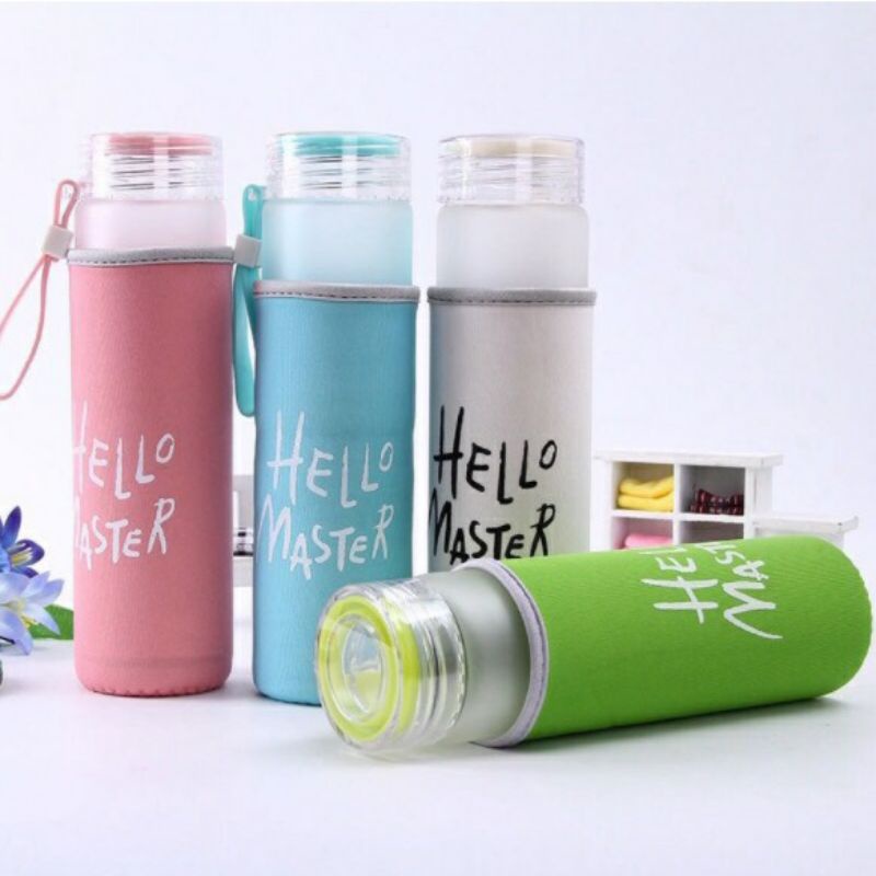 Botol Minum Kaca HELLO MASTER 480M Botol Kaca Termos Botol Minum