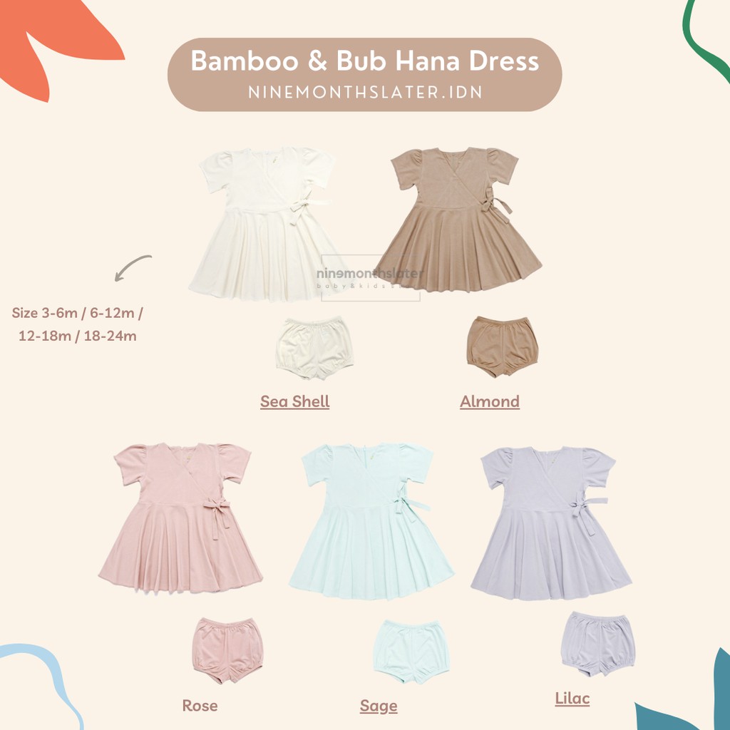 Hana Dress Bamboo and Bub - Baju Anak Bayi Balita Lucu Bambu Soft Terusan Perempuan Cewe Organic