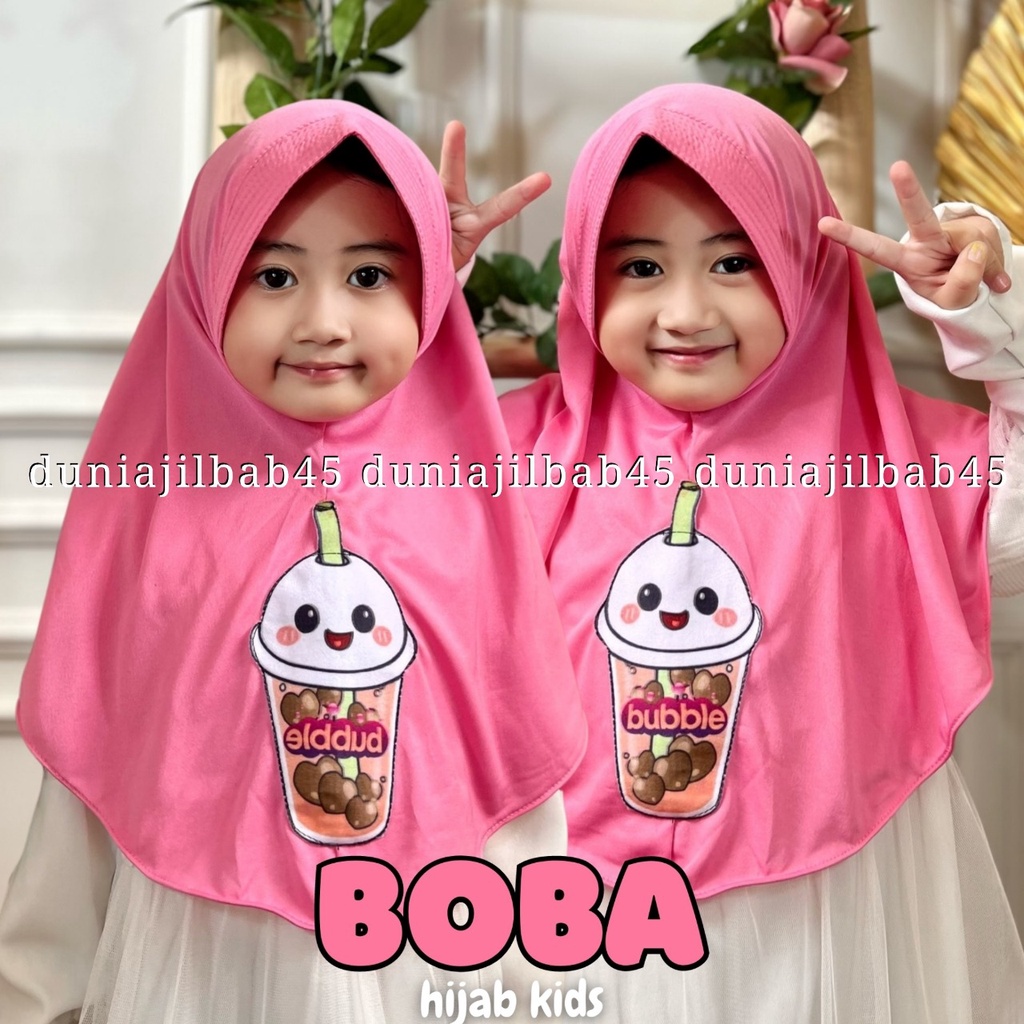 JILBAB ANAK MOTIF BOBA USIA 2-7 Thn HIJAB ANAK KUDUNG ANAK BERGO BOBA KERUDUNG PEREMPUAN TK SD TERMU