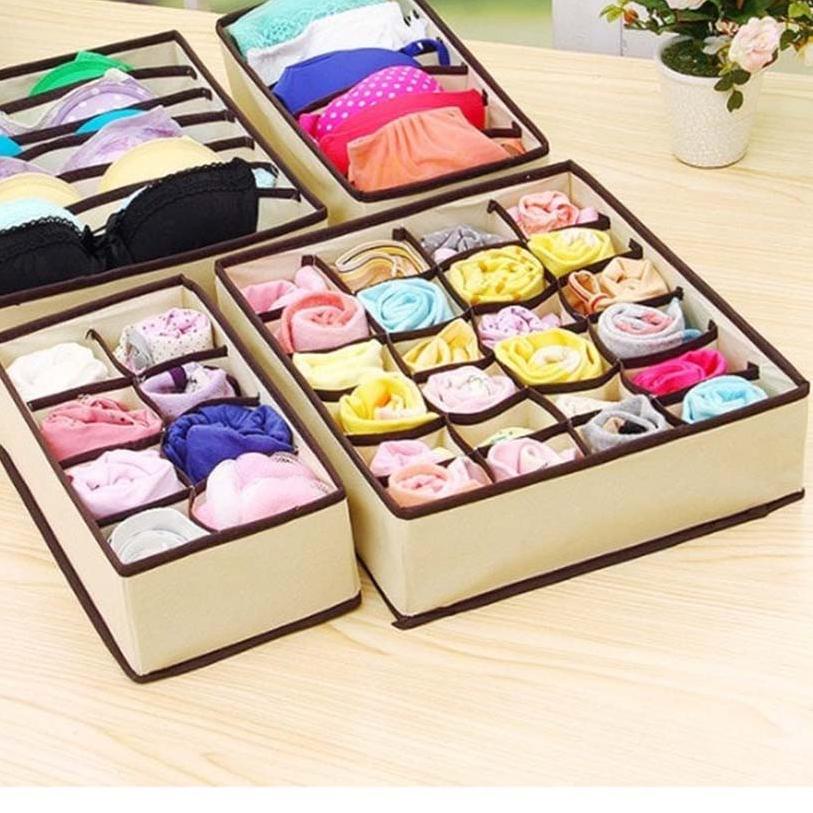 JE SET Underware Storage Box 4in1 SB04 Kotak Penyimpanan Pakaian Dalam Serbaguna Jilbab Organizer ✮