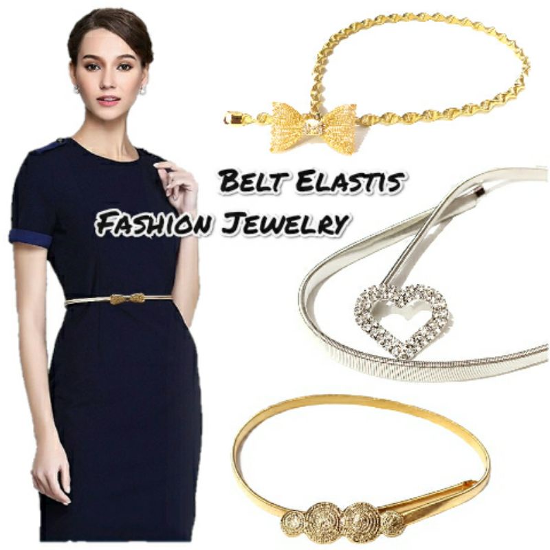 BELT WOMEN PER ELASTIS DAN RANTAI SABUK WANITA IKAT PINGGANG FASHION KOREAN