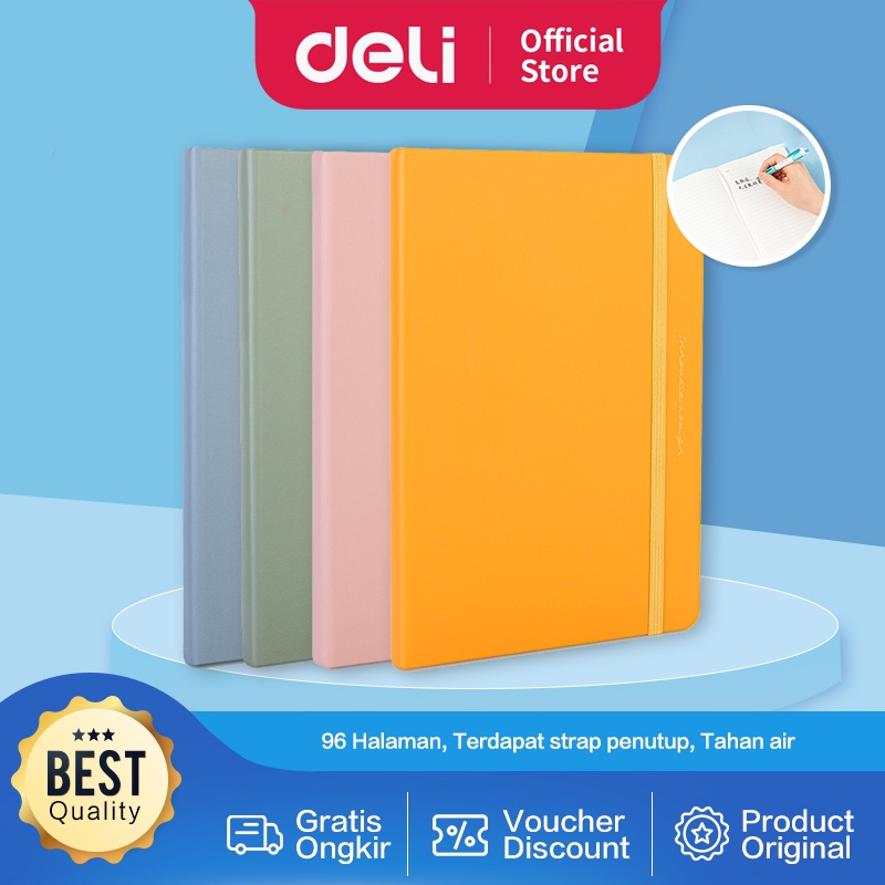 Deli Leather Cover Notebook / Buku Catatan Cover Kulit A5 96 Lembar Warna Pastel 22295