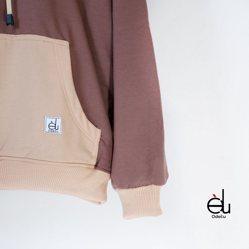 ODECU HOODIE TWO COLOR MOCCA COKSU SWEATER OVERSIZE WANITA PRIA