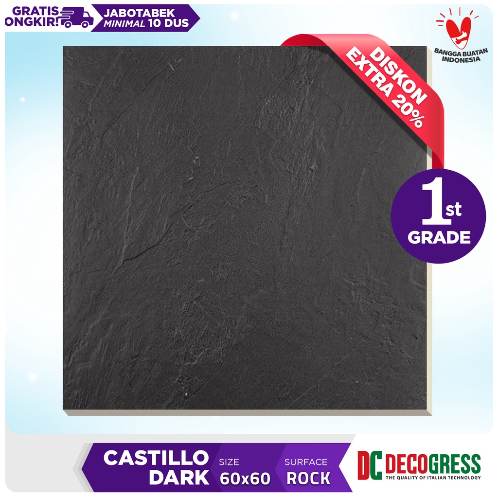 Decogress Granite tile 60x60 Castillo Dark