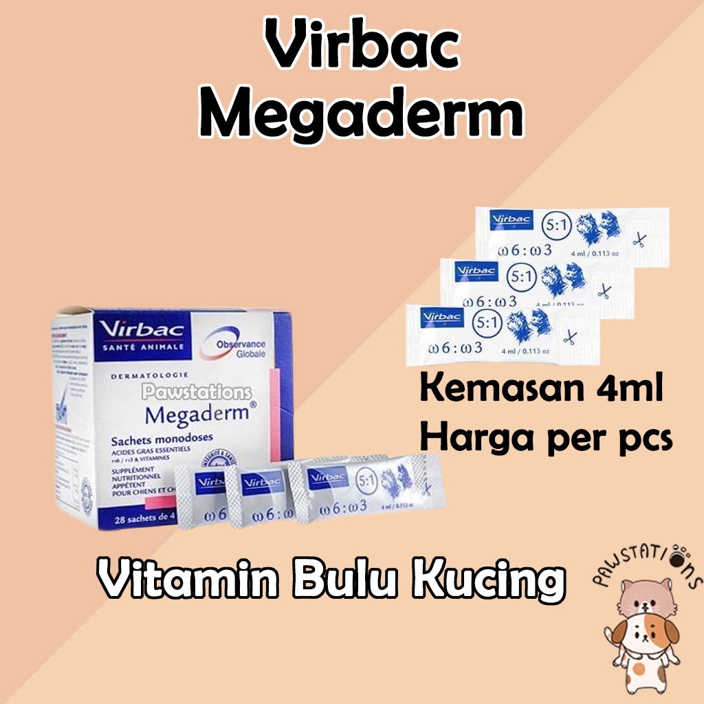 Virbac Megaderm 4ml Vitamin Bulu Kucing dan Anjing